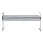 Powder Blue Velvet and Silver Finish Long Bench