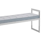 Powder Blue Velvet and Silver Finish Long Bench