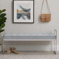 Powder Blue Velvet and Silver Finish Long Bench