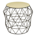 Ivory Enamel Side Table with Black Finish Base