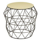 Ivory Enamel Side Table with Black Finish Base