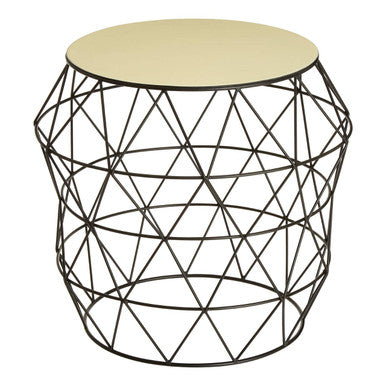 Ivory Enamel Side Table with Black Finish Base