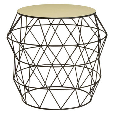 Ivory Enamel Side Table with Black Finish Base
