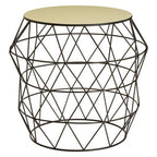 Ivory Enamel Side Table with Black Finish Base