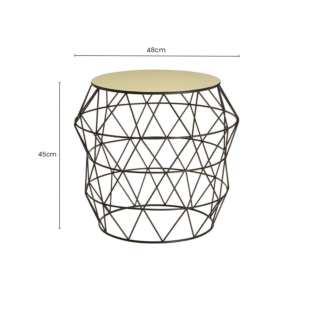 Ivory Enamel Side Table with Black Finish Base