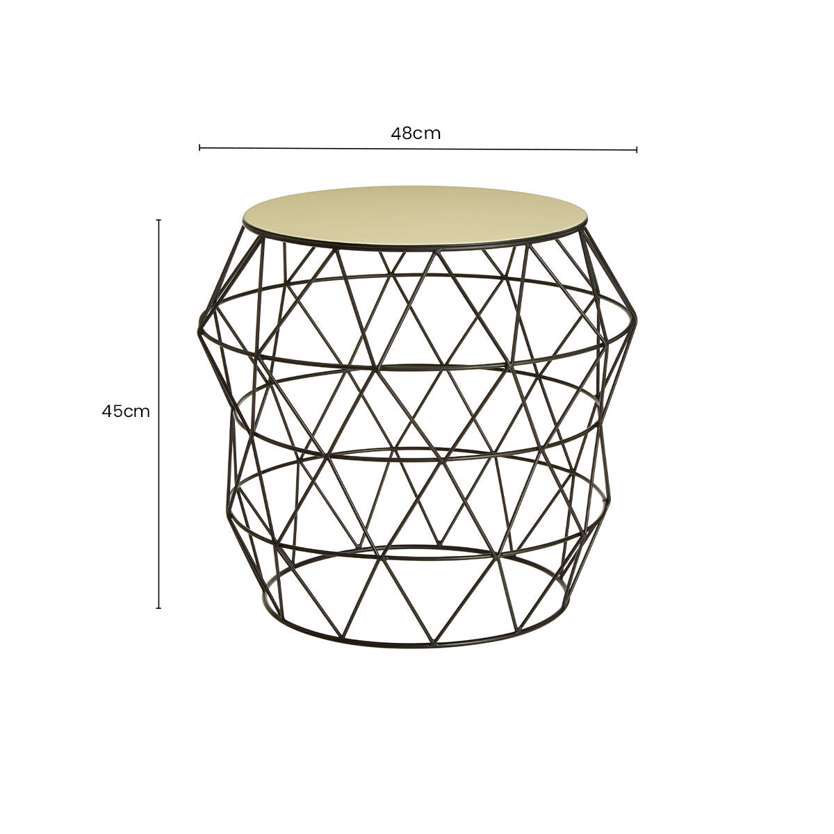 Ivory Enamel Side Table with Black Finish Base