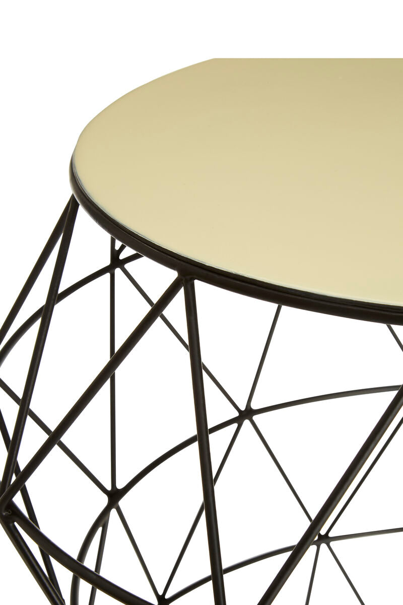 Ivory Enamel Side Table with Black Finish Base