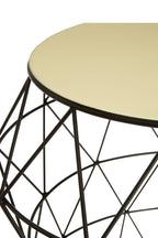 Ivory Enamel Side Table with Black Finish Base