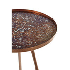 Copper Finish Side Table with Antique Glass Top