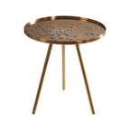 Gold Finish Side Table with Antique Glass Top