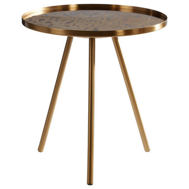Gold Finish Side Table with Antique Glass Top