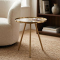 Gold Finish Side Table with Antique Glass Top