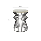 White Marble Side Table with Black Finish Base