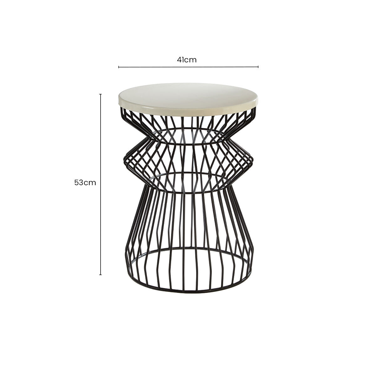 White Marble Side Table with Black Finish Base