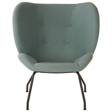 Green Fabric Button Tufted Accent Chair