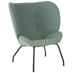 Green Fabric Button Tufted Accent Chair