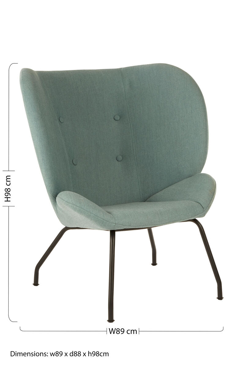 Green Fabric Button Tufted Accent Chair