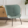 Green Fabric Button Tufted Accent Chair