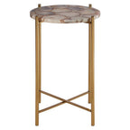 Natural Agate and Gold Finish Side Table