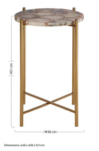 Natural Agate and Gold Finish Side Table