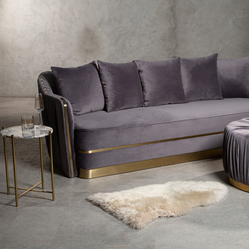 Natural Agate and Gold Finish Side Table