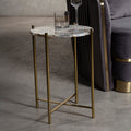 Natural Agate and Gold Finish Side Table