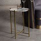 Natural Agate and Gold Finish Side Table