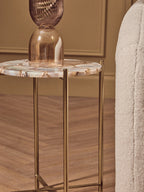 Natural Agate and Gold Finish Side Table