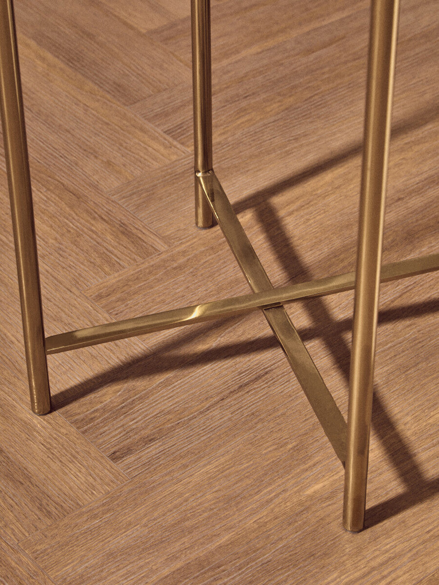 Natural Agate and Gold Finish Side Table