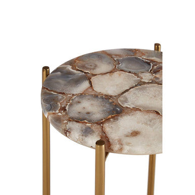 Natural Agate and Gold Finish Side Table
