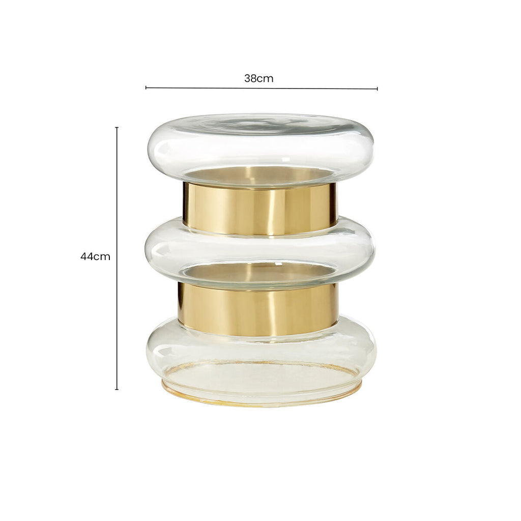 Clear Glass and Gold Finish Side Table