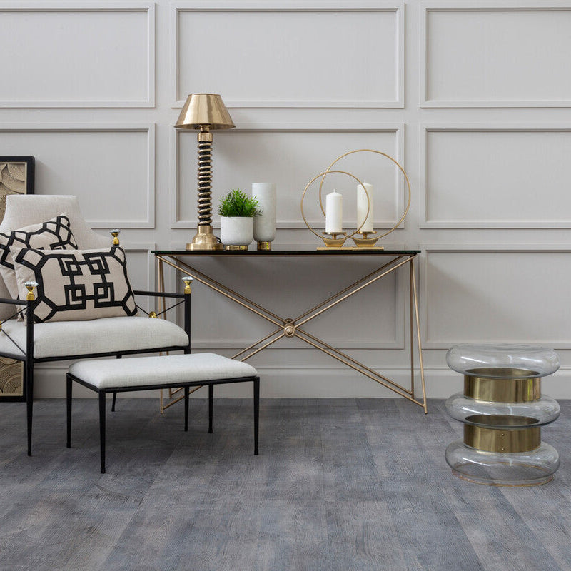 Clear Glass and Gold Finish Side Table