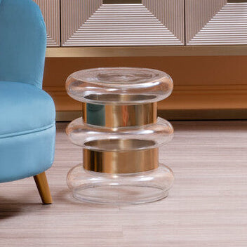 Clear Glass and Gold Finish Side Table