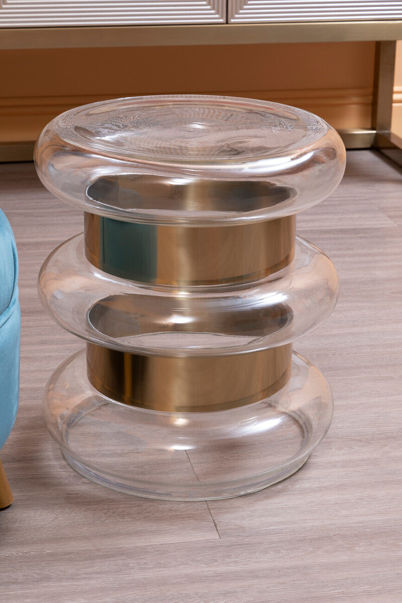 Clear Glass and Gold Finish Side Table