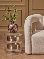 Clear Glass and Gold Finish Side Table