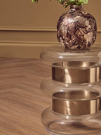 Clear Glass and Gold Finish Side Table
