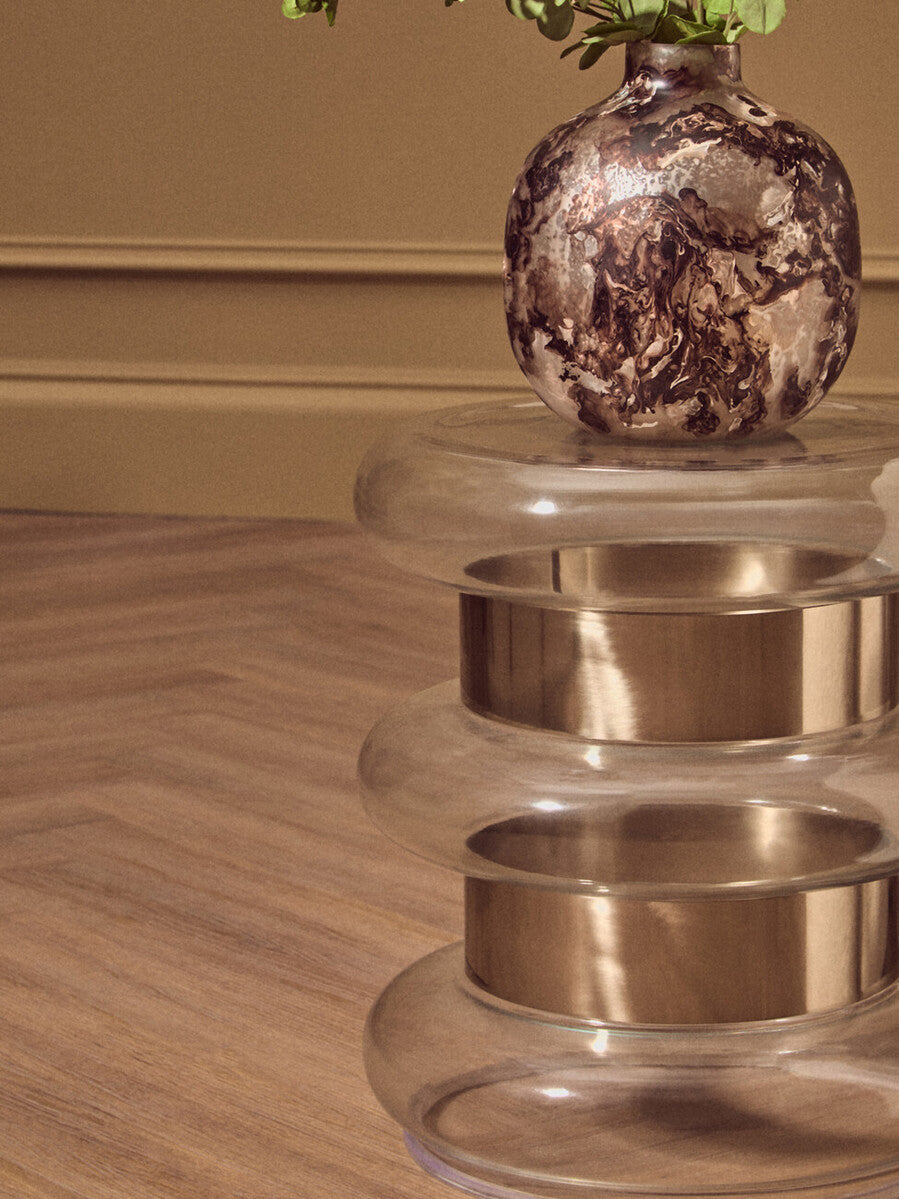 Clear Glass and Gold Finish Side Table