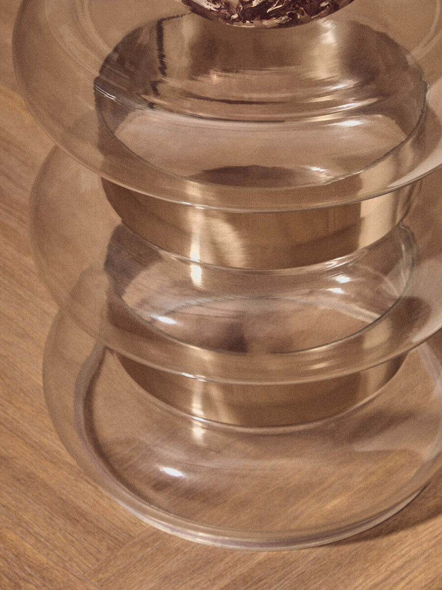 Clear Glass and Gold Finish Side Table
