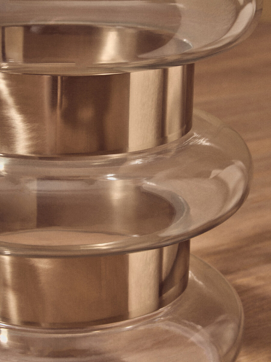 Clear Glass and Gold Finish Side Table
