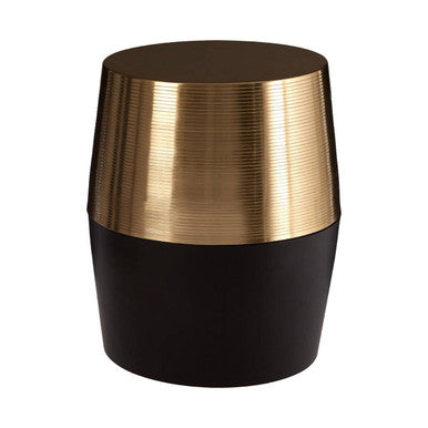 Black and Copper Finish Drum Side Table