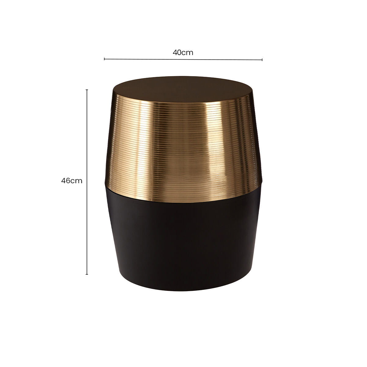 Black and Copper Finish Drum Side Table