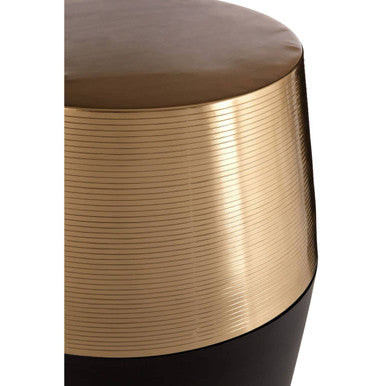 Black and Copper Finish Drum Side Table