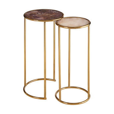 Amethyst and Gold Finish Set of 2 Nesting Side Tables