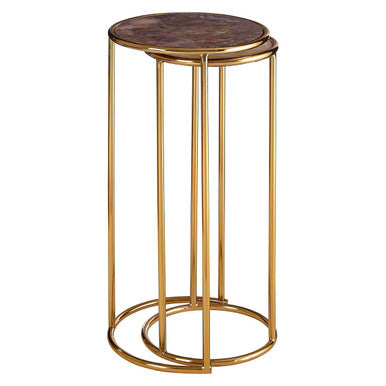 Amethyst and Gold Finish Set of 2 Nesting Side Tables