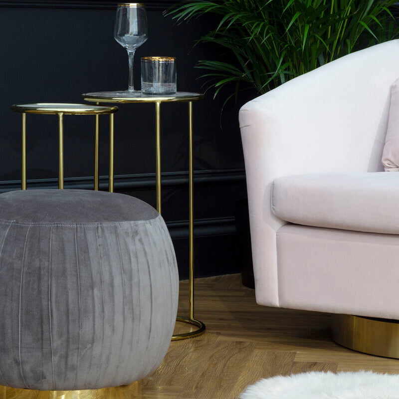 Amethyst and Gold Finish Set of 2 Nesting Side Tables