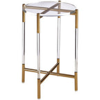 Gold Finish and Acrylic Round Side Table