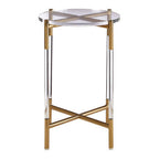 Gold Finish and Acrylic Round Side Table