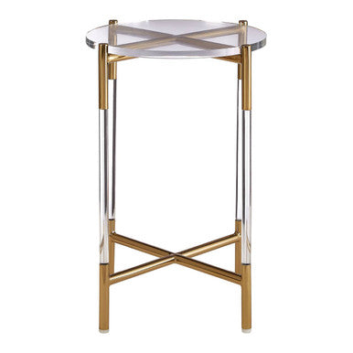 Gold Finish and Acrylic Round Side Table