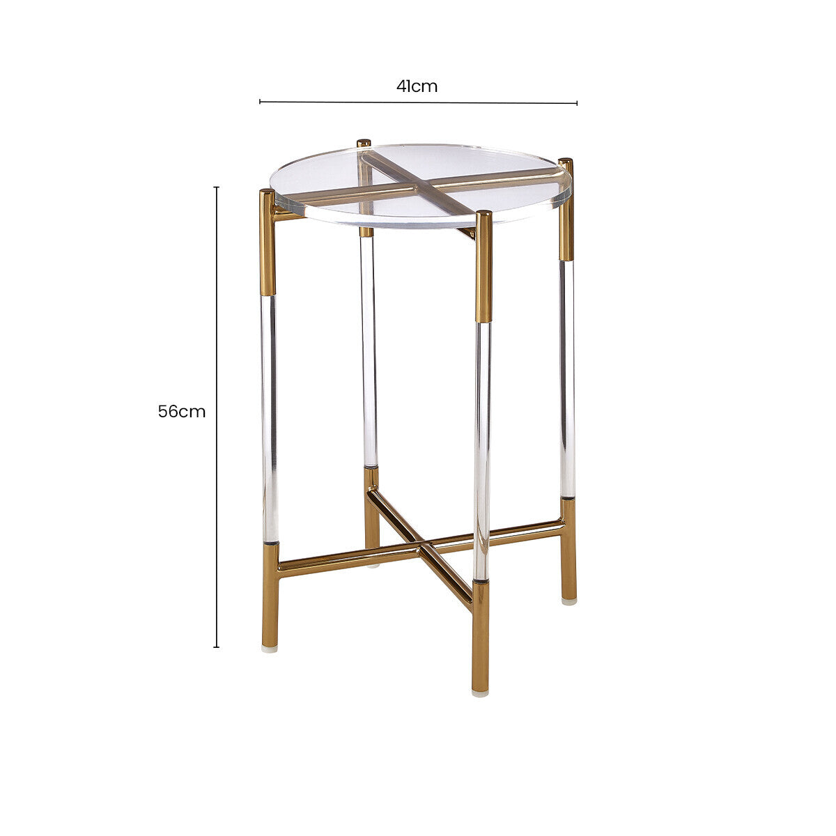 Gold Finish and Acrylic Round Side Table