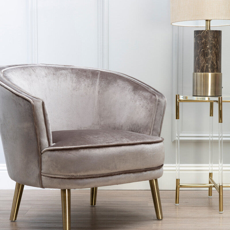 Gold Finish and Acrylic Round Side Table